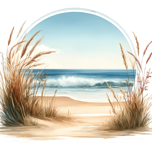 Beige Sand Dunes With Blue Ocean Vinyl Sticker Decal