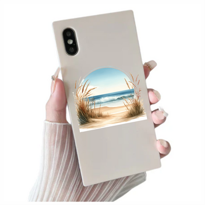 Beige Sand Dunes With Blue Ocean Vinyl Sticker Decal