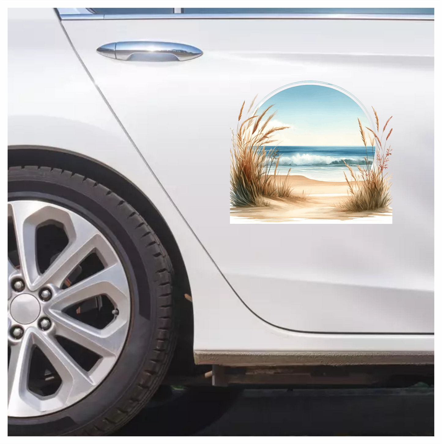 Beige Sand Dunes With Blue Ocean Vinyl Sticker Decal