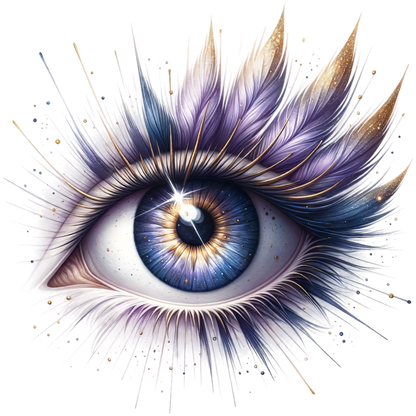 Blue Human Eye With Purple Feathers Vinyl Sticker Decal