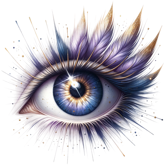 Blue Human Eye With Purple Feathers Vinyl Sticker Decal