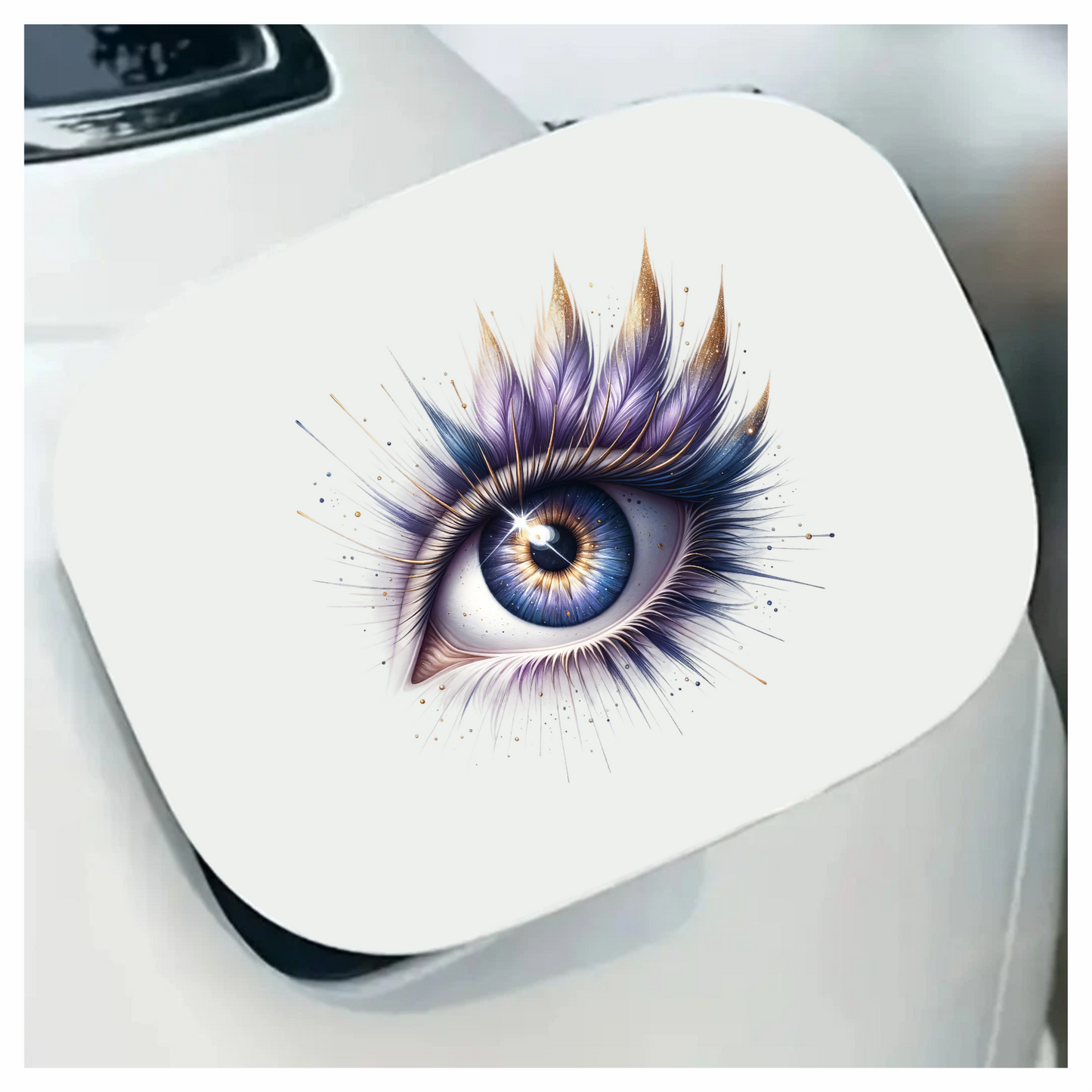 Blue Human Eye With Purple Feathers Vinyl Sticker Decal