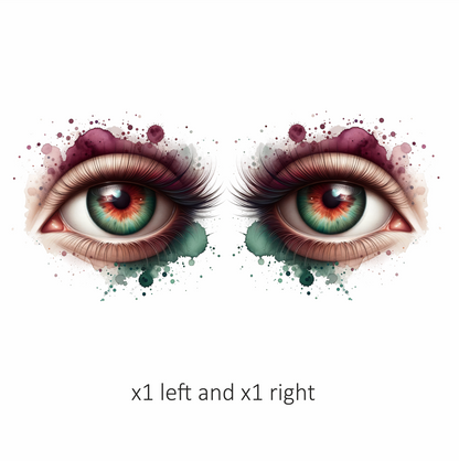 Green Human Eye With Red Accents Vinyl Sticker Decal