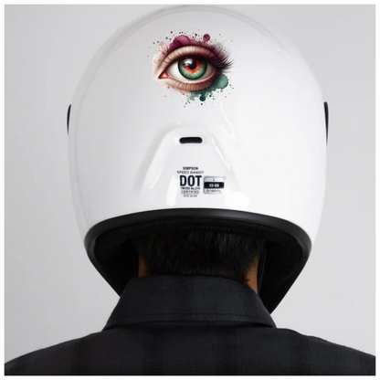 Green Human Eye With Red Accents Vinyl Sticker Decal