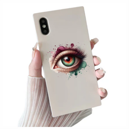 Green Human Eye With Red Accents Vinyl Sticker Decal