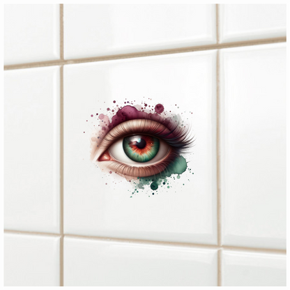Green Human Eye With Red Accents Vinyl Sticker Decal