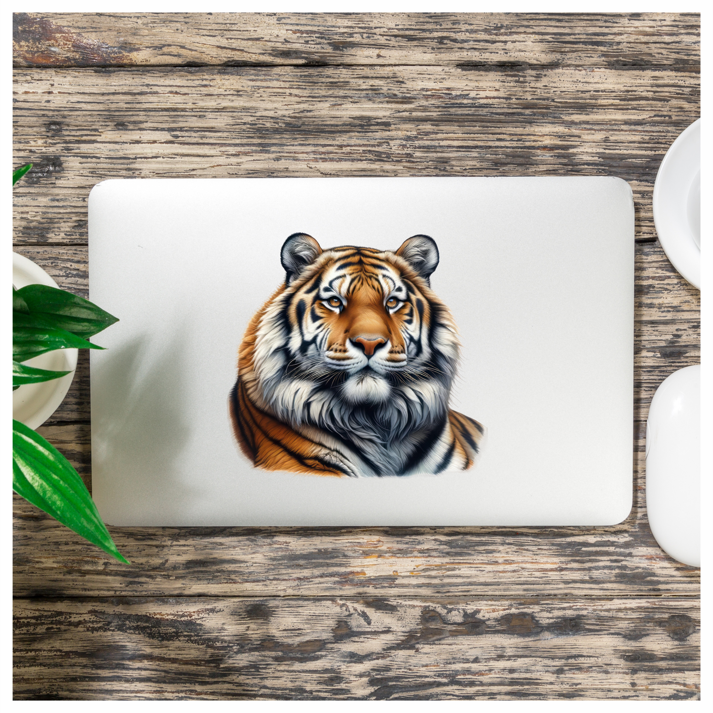 Orange Tiger With Stripes And Eyes Vinyl Sticker Decal