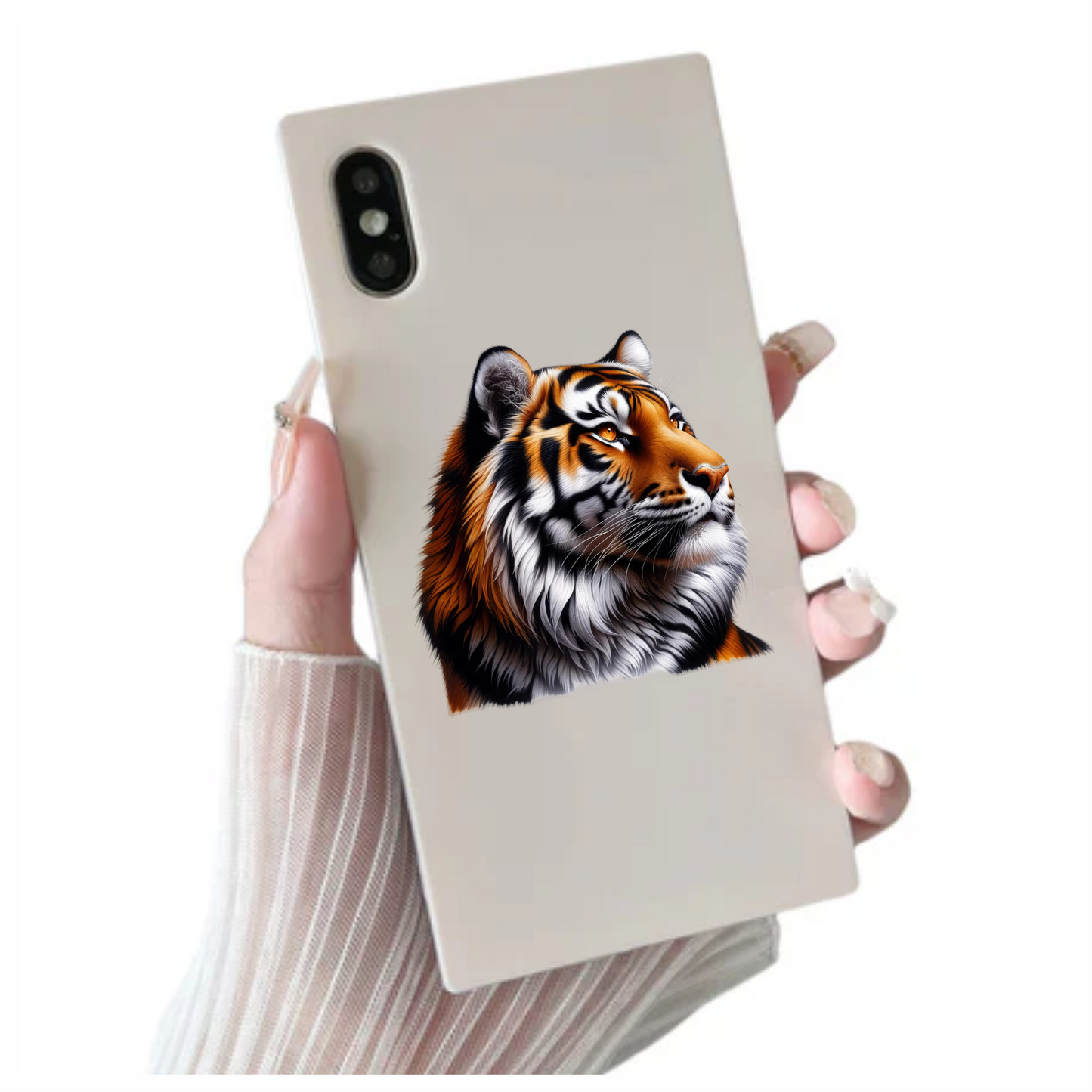 Orange Tiger With Black White Stripes Vinyl Sticker Decal
