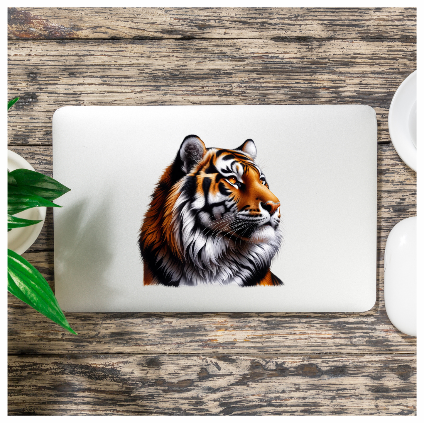 Orange Tiger With Black White Stripes Vinyl Sticker Decal