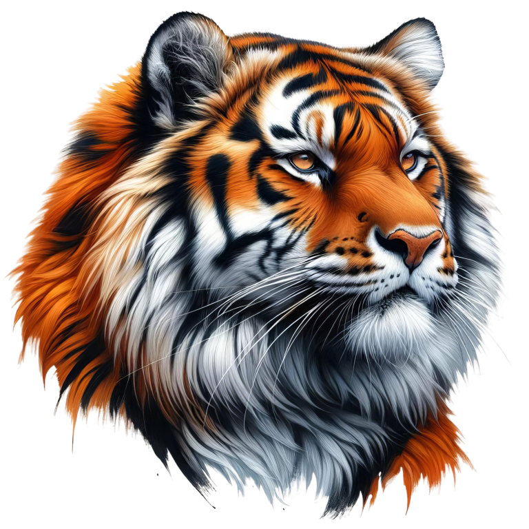 Orange Tiger With White Black Stripes Vinyl Sticker Decal