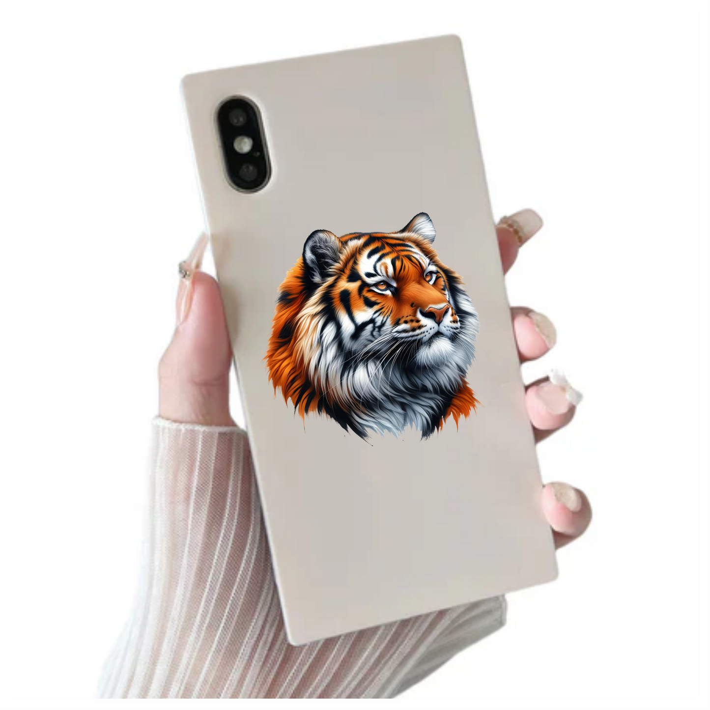 Orange Tiger With White Black Stripes Vinyl Sticker Decal