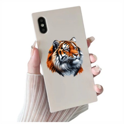 Orange Tiger With White Black Stripes Vinyl Sticker Decal