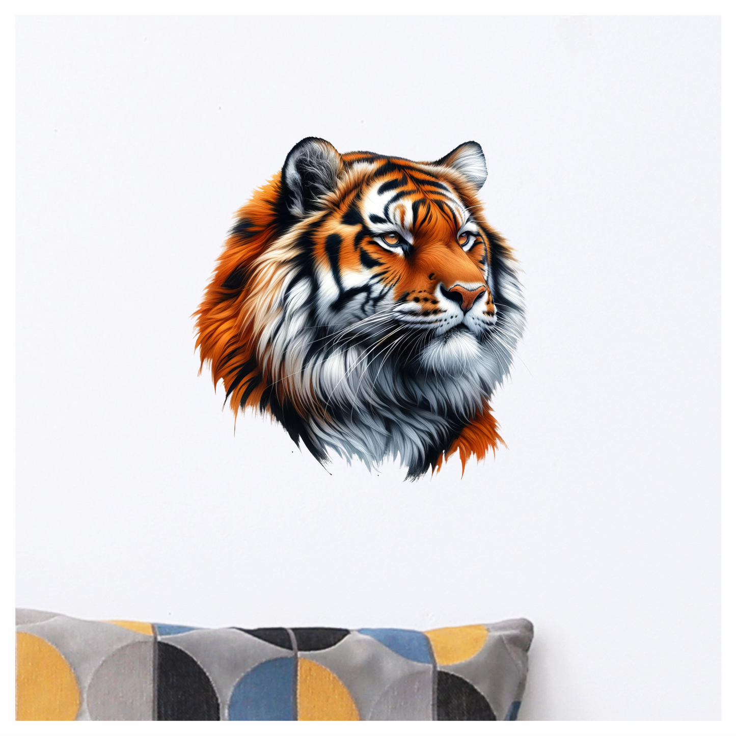Orange Tiger With White Black Stripes Vinyl Sticker Decal