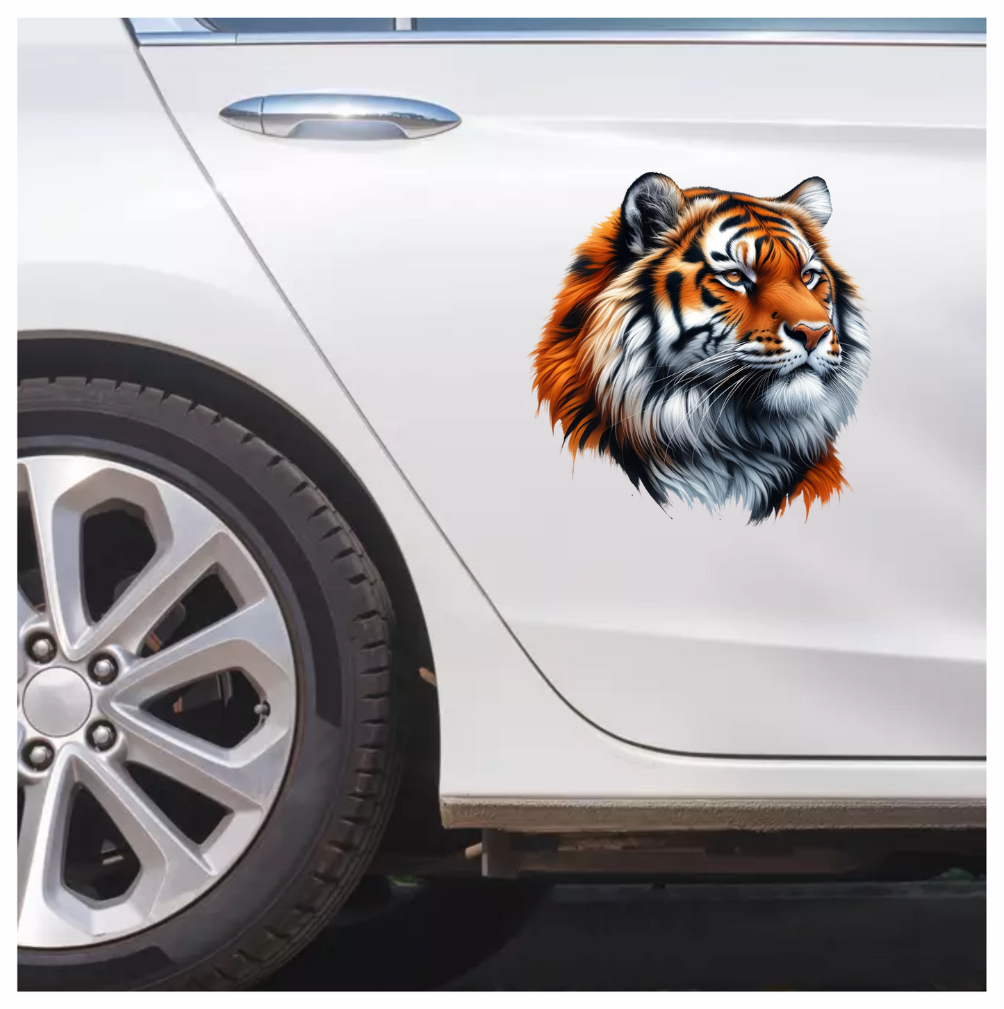 Orange Tiger With White Black Stripes Vinyl Sticker Decal