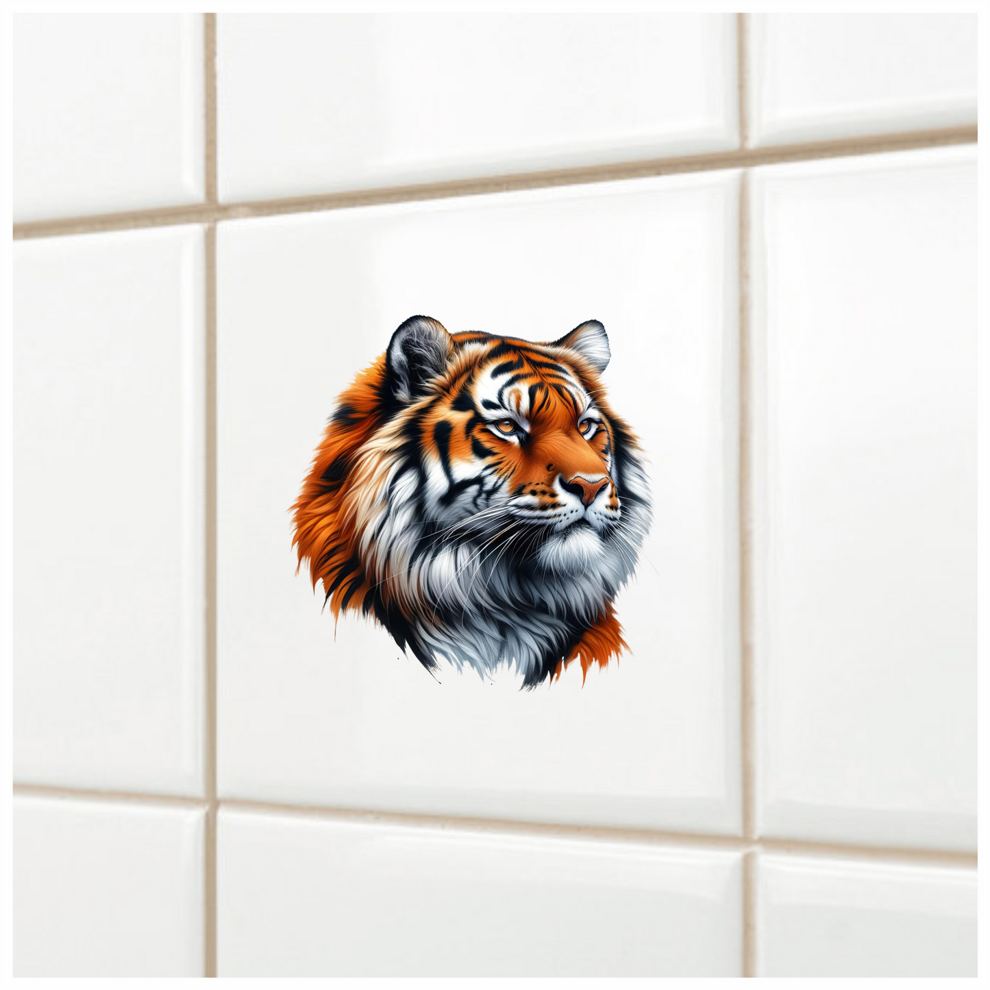 Orange Tiger With White Black Stripes Vinyl Sticker Decal