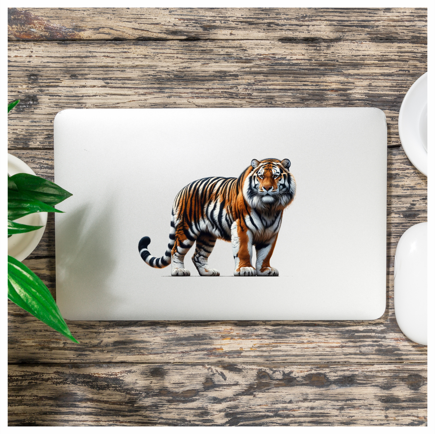 Orange Tiger With Black White Stripes Vinyl Sticker Decal