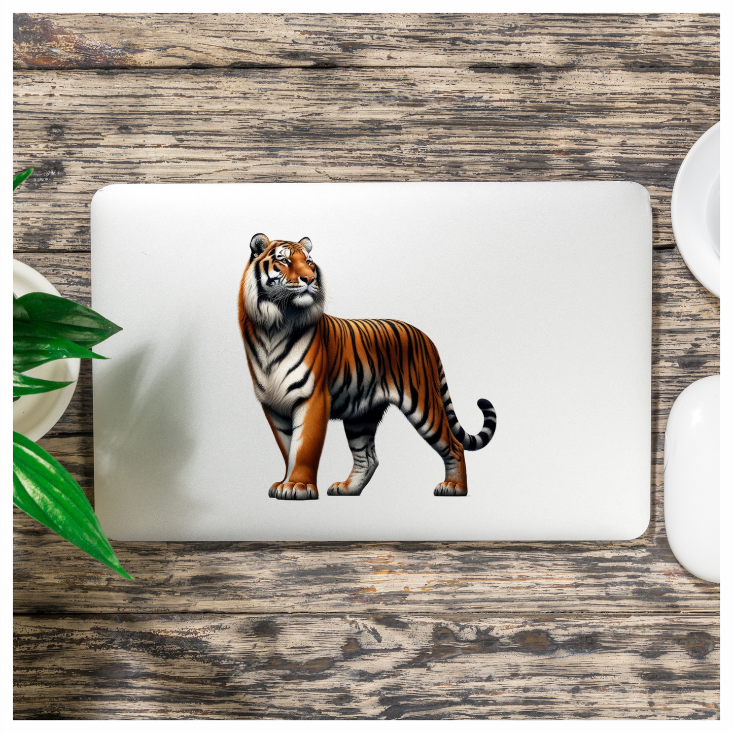 Orange Tiger With Black White Stripes Vinyl Sticker Decal