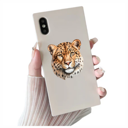 Brown Leopard Face With Black Spots Vinyl Sticker Decal