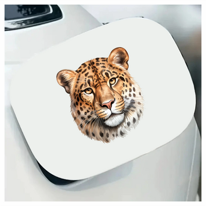 Brown Leopard Face With Black Spots Vinyl Sticker Decal