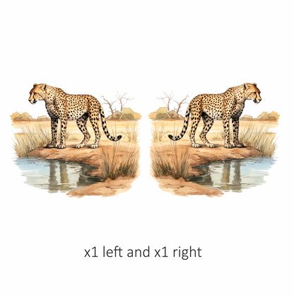Brown Cheetah Standing Near Water Reflection Vinyl Sticker Decal
