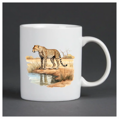 Brown Cheetah Standing Near Water Reflection Vinyl Sticker Decal