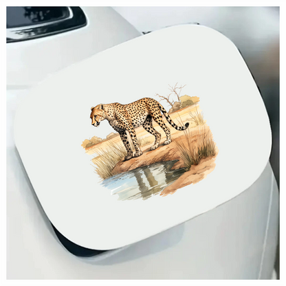 Brown Cheetah Standing Near Water Reflection Vinyl Sticker Decal