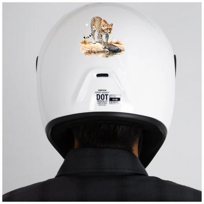 Brown Cheetah Walking On Rock Reflection Vinyl Sticker Decal