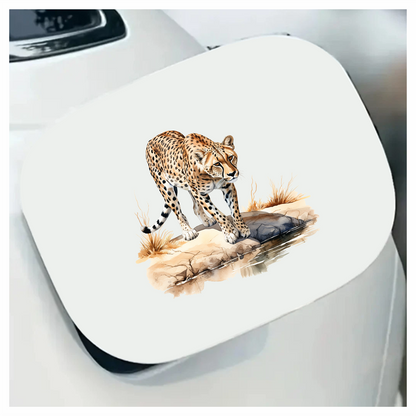 Brown Cheetah Walking On Rock Reflection Vinyl Sticker Decal