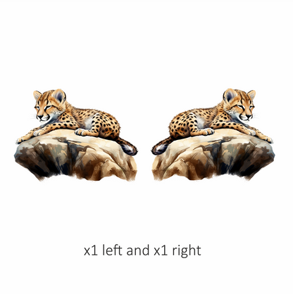 Brown Cheetah Cub Sleeping On Rock Vinyl Sticker Decal