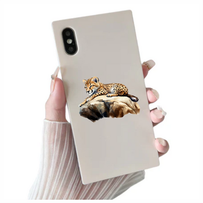 Brown Cheetah Cub Sleeping On Rock Vinyl Sticker Decal