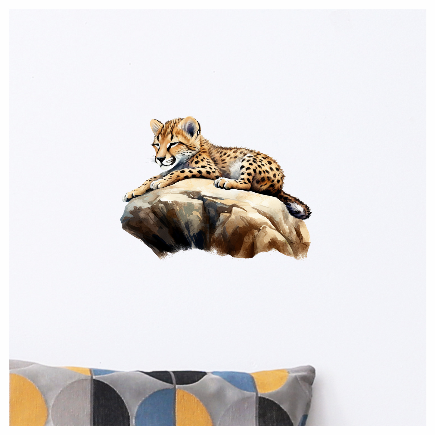 Brown Cheetah Cub Sleeping On Rock Vinyl Sticker Decal