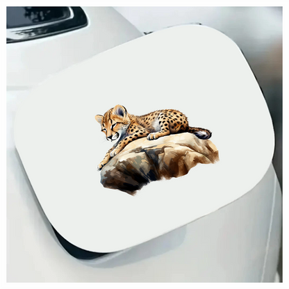 Brown Cheetah Cub Sleeping On Rock Vinyl Sticker Decal