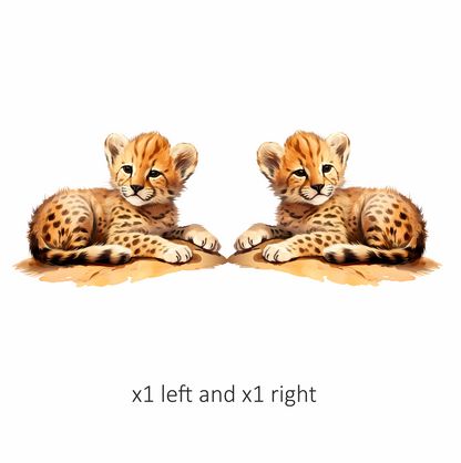 Brown Cheetah Cub Resting On Ground Vinyl Sticker Decal