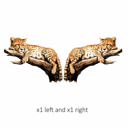 Brown Cheetah Resting On Tree Branch Vinyl Sticker Decal