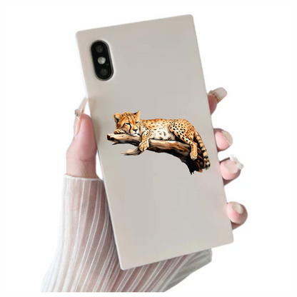 Brown Cheetah Resting On Tree Branch Vinyl Sticker Decal