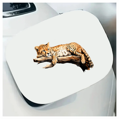 Brown Cheetah Resting On Tree Branch Vinyl Sticker Decal