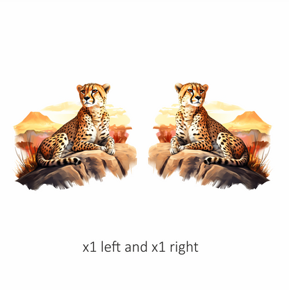 Brown Cheetah Sitting On Rock Sunset Vinyl Sticker Decal