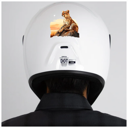 Brown Cheetah Sitting On Rock Sunset Vinyl Sticker Decal