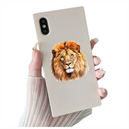 Brown Lion Face With Large Mane Vinyl Sticker Decal