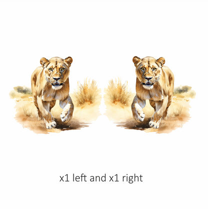 Brown Lioness Running On Dry Grass Vinyl Sticker Decal