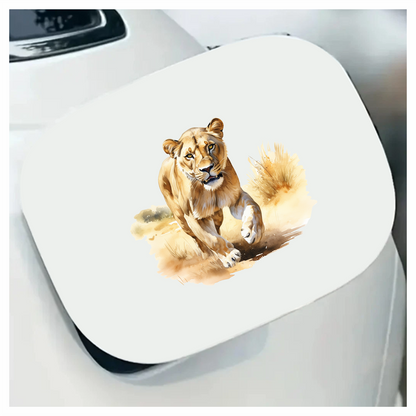 Brown Lioness Running On Dry Grass Vinyl Sticker Decal