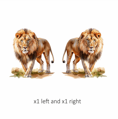 Golden Lion Walking On Green Grass Vinyl Sticker Decal