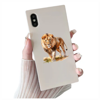 Golden Lion Walking On Green Grass Vinyl Sticker Decal