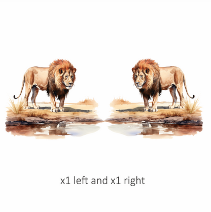 Brown Lion Standing Near Water Edge Vinyl Sticker Decal