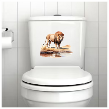 Brown Lion Standing Near Water Edge Vinyl Sticker Decal