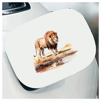 Brown Lion Standing Near Water Edge Vinyl Sticker Decal