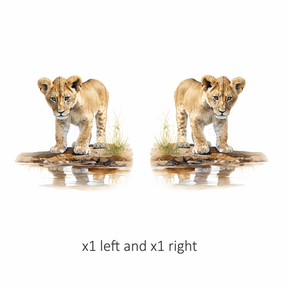 Brown Lion Cub Standing Near Water Vinyl Sticker Decal