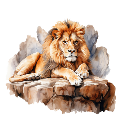 Golden Lion Resting On Rocky Ledge Vinyl Sticker Decal