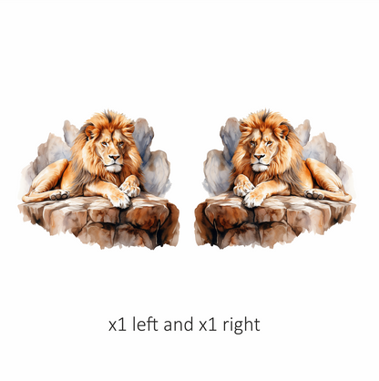 Golden Lion Resting On Rocky Ledge Vinyl Sticker Decal