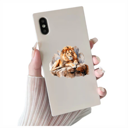 Golden Lion Resting On Rocky Ledge Vinyl Sticker Decal